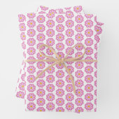 Schattig roze Daisy Bloem Inpakpapier Vel (In situ)