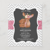 Schattig Roze Deer Chevron Glitter Baby shower Inv (Voorkant)