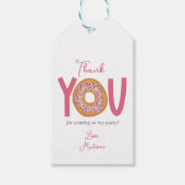 Schattig roze donut verjaardag partij gunst cadeaulabel (Voorkant)