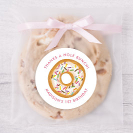 Schattig roze donut verjaardag partij gunst ronde sticker