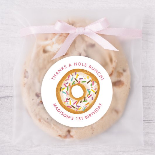 Schattig roze donut verjaardag partij gunst ronde sticker