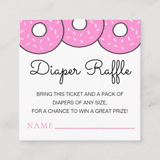 Schattig roze donuts Baby shower luier Raffle Informatiekaartje (Voorkant)
