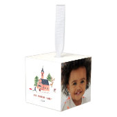 Schattig roze dorp kerst foto decoratie (Voorkant hoekig)