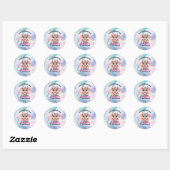 Schattig roze draak 1e verjaardag Party Envelope S Ronde Sticker (Vel)