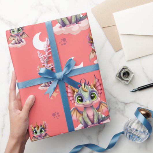 Schattig roze draak patroon cadeaupapier (Geschenken)