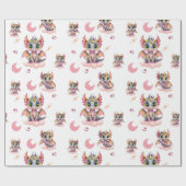 Schattig roze draak patroon cadeaupapier (Vlak)