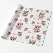 Schattig roze draak patroon cadeaupapier (Uitgerold)
