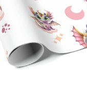 Schattig roze draak patroon cadeaupapier (Rol Hoek)