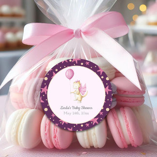Schattig roze Dragon Baby shower Ronde Sticker