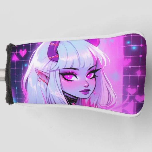Schattig Roze Duivel Meisje Golfheadcover (Voorkant)