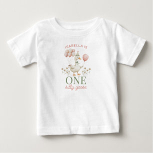 Schattig Roze Eén Domme Gans 1e Verjaardag T-Shirt
