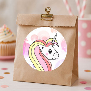 Schattig Roze Eenhoorn Bubbles Meisje Ronde Sticker