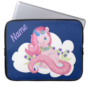 Schattig roze eenhoorn gepersonaliseerd laptop sleeve