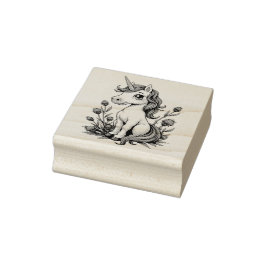 Schattig Roze Eenhoorn Gezeten Tussen Schotse Dist Rubberstempel