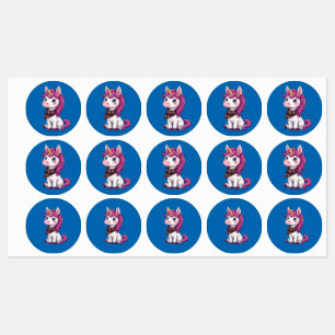 Schattig Roze Eenhoorn met een Schotse Sjaal Labels