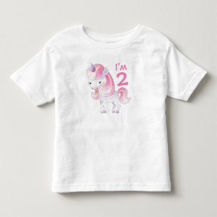 Schattig Roze Eenhoorn met Leeftijd van het Kind Kinder Shirts