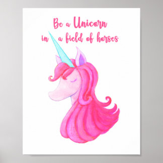 schattig roze eenhoorn poster