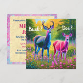 Schattig roze en blauw Fawns Geslacht onthullen Kaart (Voorkant / Achterkant)