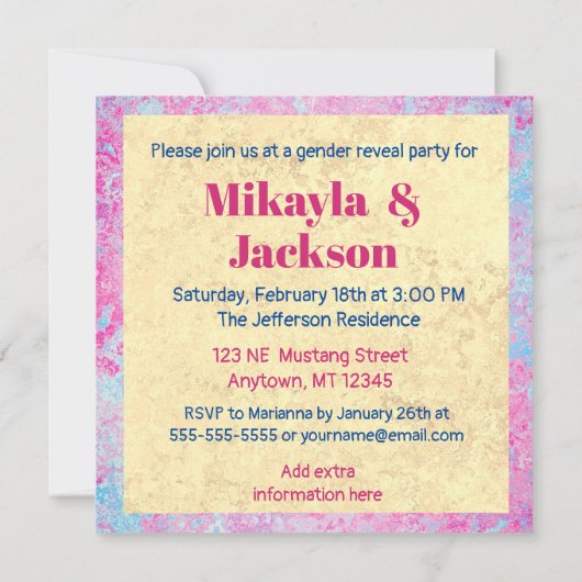 Schattig roze en blauw Fawns Geslacht onthullen Kaart (Achterkant)