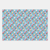 Schattig roze en blauw ijs kegel inpakpapier vel (Voorkant 3)