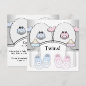 Schattig roze en blauw schaap tweeling Baby shower Kaart (Voorkant / Achterkant)
