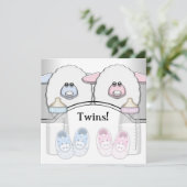 Schattig roze en blauw schaap tweeling Baby shower Kaart (Staand voorkant)