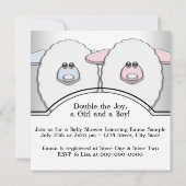 Schattig roze en blauw schaap tweeling Baby shower Kaart (Achterkant)