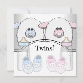 Schattig roze en blauw schaap tweeling Baby shower Kaart (Voorkant)
