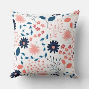 Schattig roze en blauwe bloemen patroon kussen