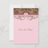 Schattig Roze en Bruine Stippen Save the Date (Achterkant)