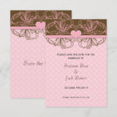 Schattig Roze en Bruine Stippen Save the Date (Voorkant / Achterkant)