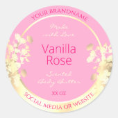 Schattig roze en gouden bloemproduct Verpakkingset Ronde Sticker (Voorkant)