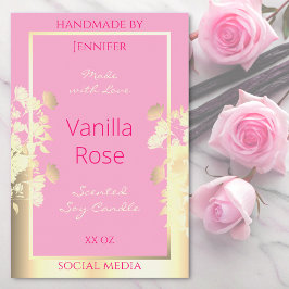 Schattig roze en gouden bloemproduct Verpakkingset Voedselcontainer Etiket