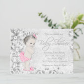 Schattig roze en grijs Baby shower Kaart (Staand voorkant)