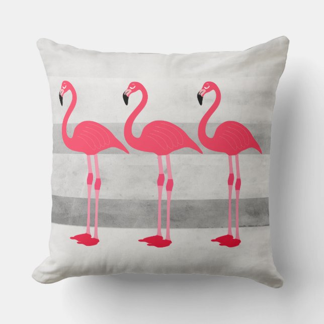 schattig roze en grijze flamingo ontwerpkussen kussen (Voorkant)