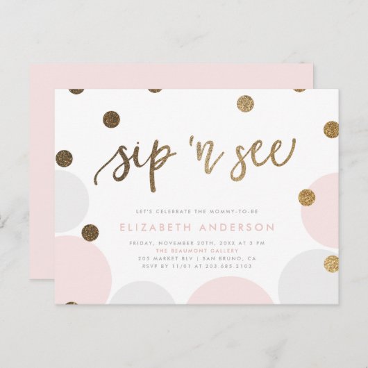 Schattig roze en grijze pasta's uitnodiging briefkaart (Voorkant / Achterkant)