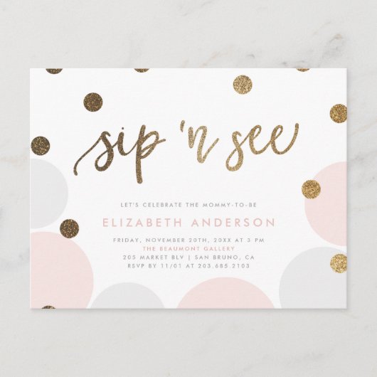 Schattig roze en grijze pasta's uitnodiging briefkaart (Voorkant)