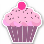 Schattig roze en Paarse cupcake Sticker (Voorkant)