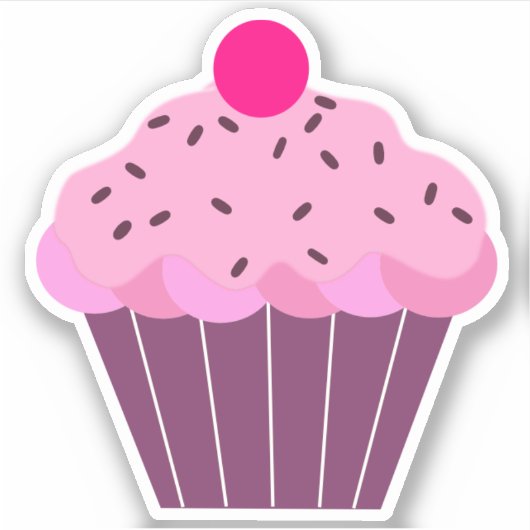 Schattig roze en Paarse cupcake Sticker (Voorkant)