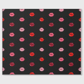 schattig roze en rode lippen cadeaupapier (Vlak)