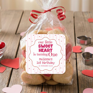 Schattig Roze en Rood Hartje Wordt Eén Vierkante Sticker