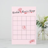 Schattig roze en rood Vrijgezellenfeest bingo spel (Staand voorkant)