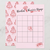 Schattig roze en rood Vrijgezellenfeest bingo spel (Voorkant / Achterkant)