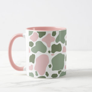 Schattig roze en salie groen Koe Print Pattern Mok