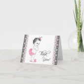 Schattig roze en zwart Baby shower bedankkaart (Voorkant)