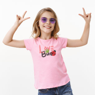 Schattig roze en zwart liefde Bug Kind T-shirt