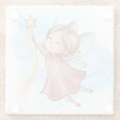 Schattig Roze Fairy Holding Star Wand Glazen Onderzetter (Achterkant)