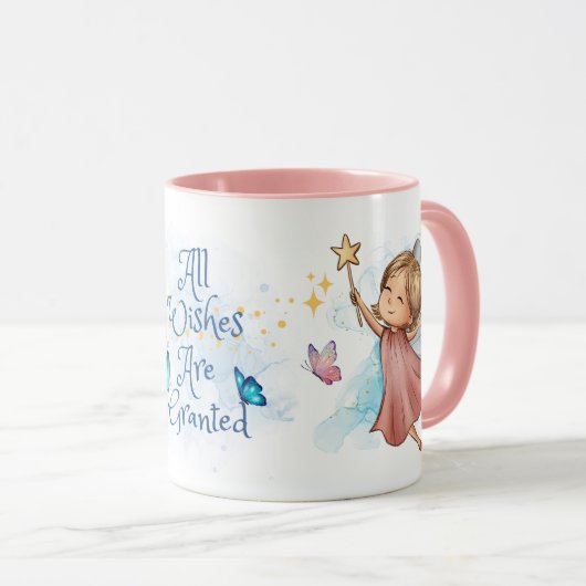 Schattig roze fee Alle wensen worden ingewilligd Mok (Voorkant rechts)