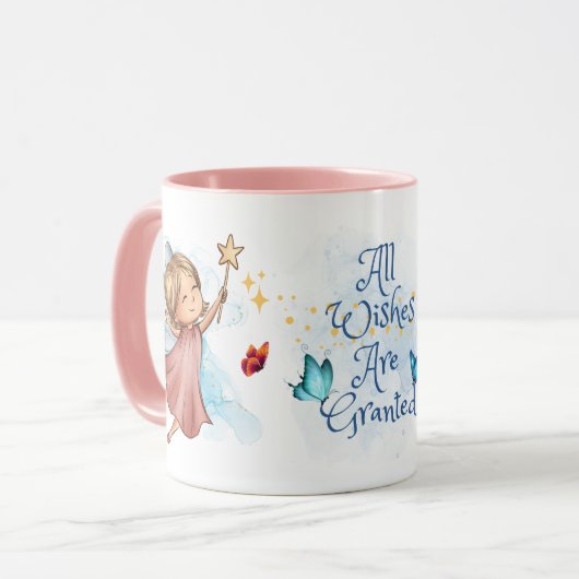 Schattig roze fee Alle wensen worden ingewilligd Mok (Voorkant links)