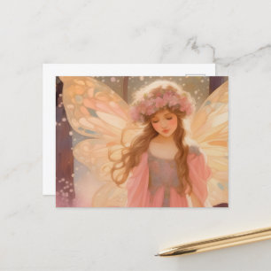 Schattig roze fee fantasy schilderij briefkaart